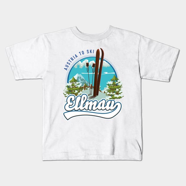 Ellmau austria to ski Kids T-Shirt by nickemporium1